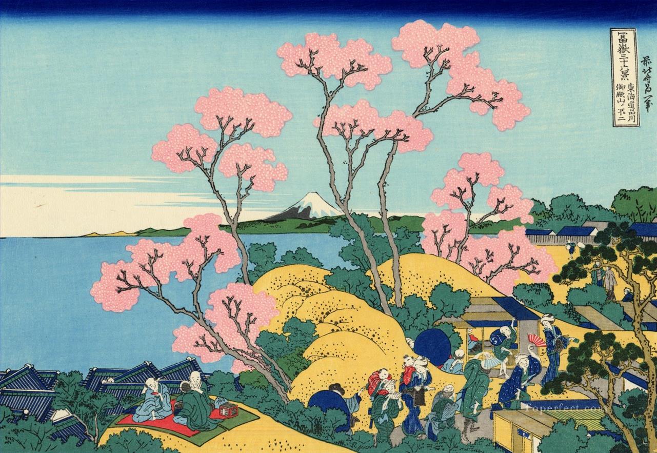 東海道品川の御殿山からの富士 葛飾北斎浮世絵油絵